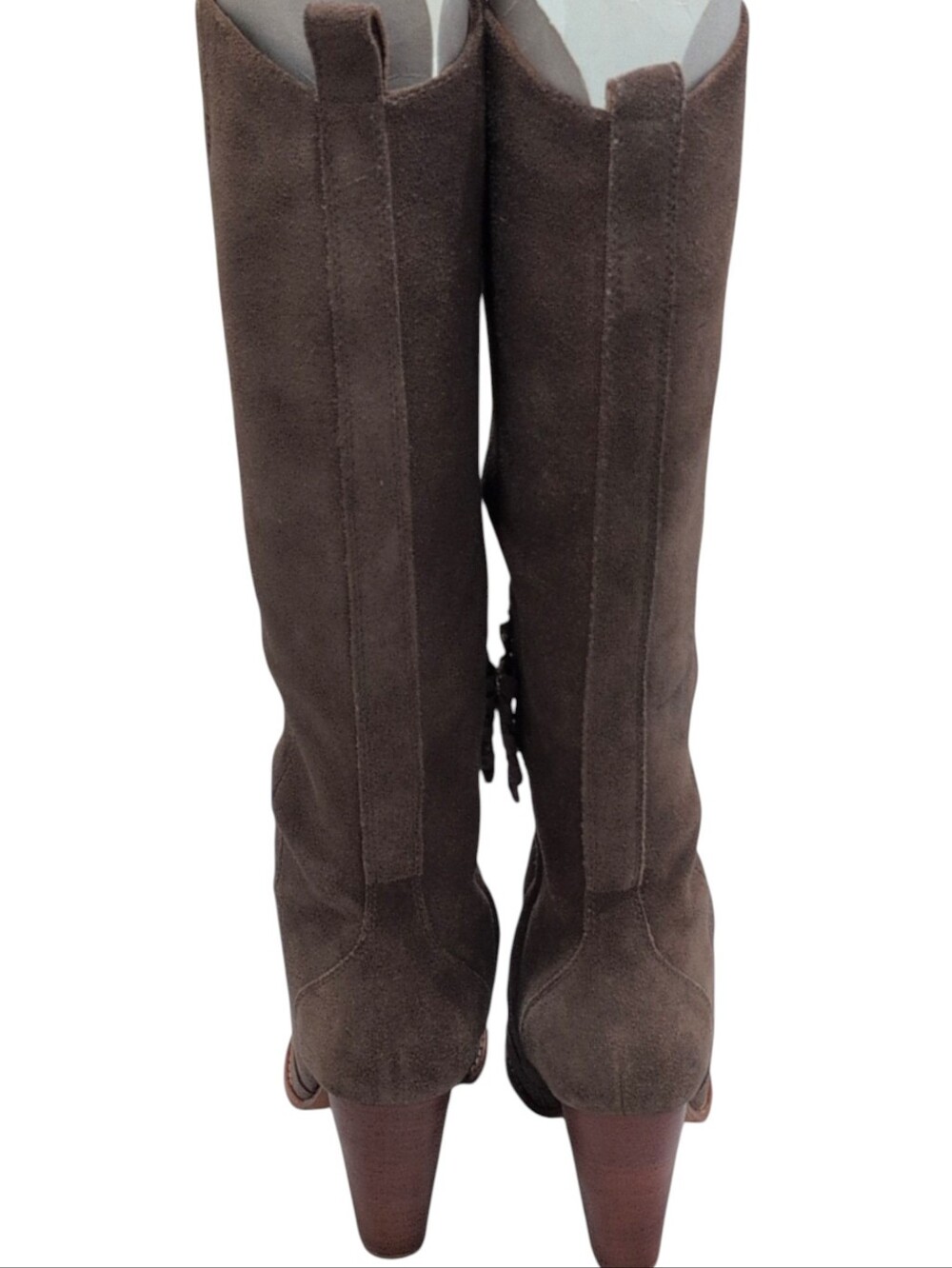 JOIE Womens Gray Pull Tab Dagny Round Toe Block Heel Leather Heeled Boots 37 - Picture 4 of 11